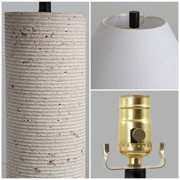 Kelsey 22.50" Modern Minimalist Travertine Column LED Table Lamp